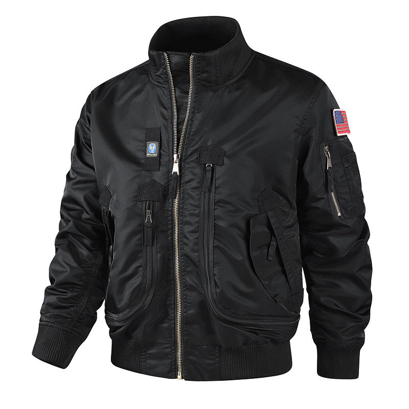 Herren bomberjacke mit hohem Kragen und multifunktionalen Taschen Heidi-Mode