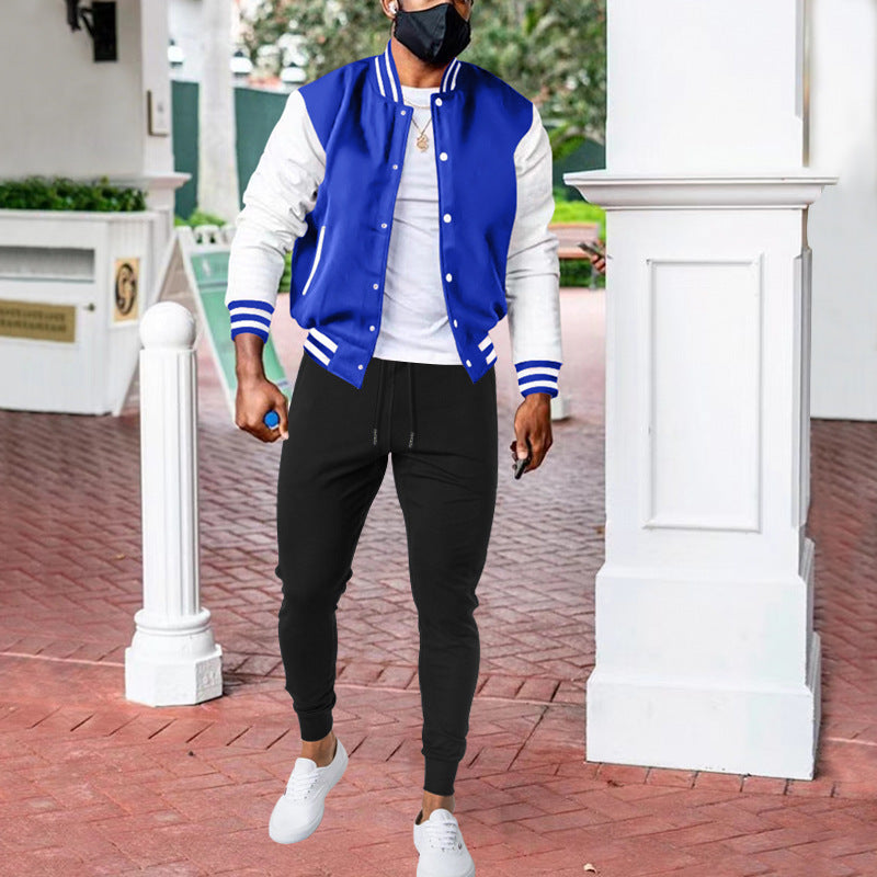 Herren sportliche Collegejacke mit praktischen Taschen und atmungsaktiver Baumwolle Heidi-Mode