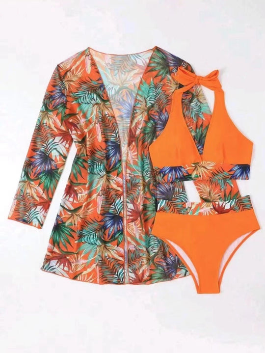Damen Badeanzug Set mit elegantem Kimono und sportlichem Bikini Heidi-Mode
