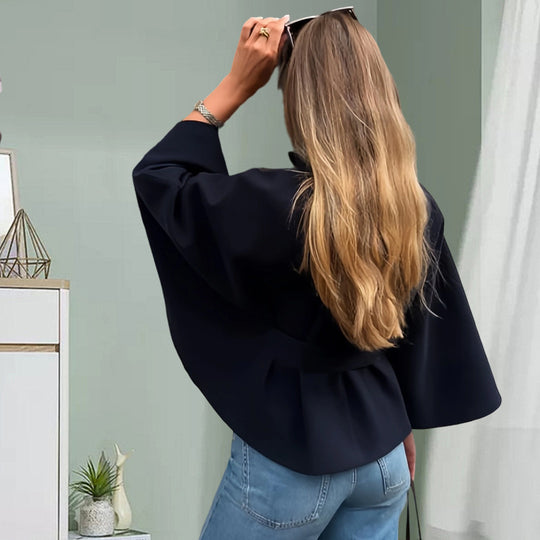 Damen elegante Überwurfjacke mit modernem Knopfdetail Heidi-Mode
