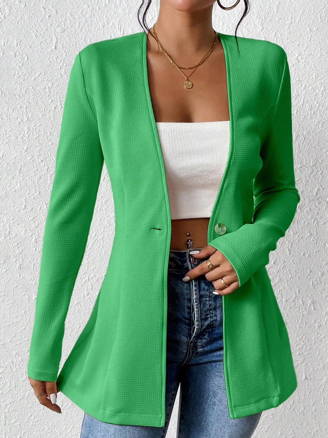 Damen elegante Blazerjacke mit asymmetrischem Schnitt Heidi-Mode
