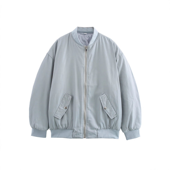 Damen lässige Bomberjacke mit elastischem Bund und praktischen Taschen Heidi-Mode