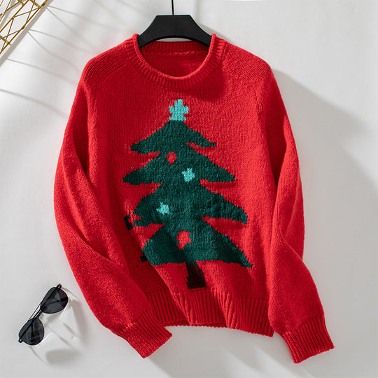 Damen Pullover mit festlichem Weihnachtsbaum-Motiv Heidi-Mode