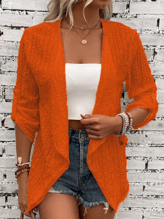 Damen Leichte Strickjacke mit asymmetrischem Schnitt und 3/4-Ärmeln Heidi-Mode