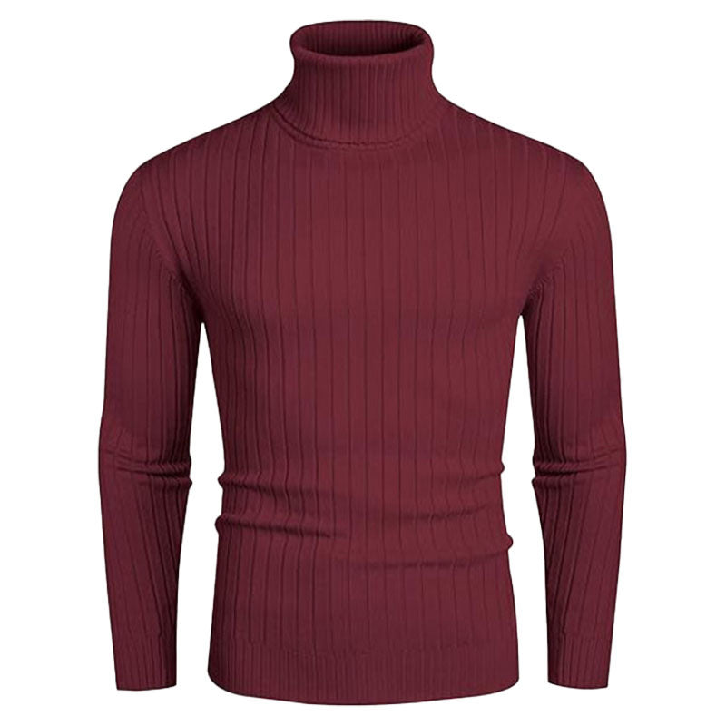 Herren Rollkragenpullover aus elastischem Strickmaterial mit feinem Rippendesign Heidi-Mode