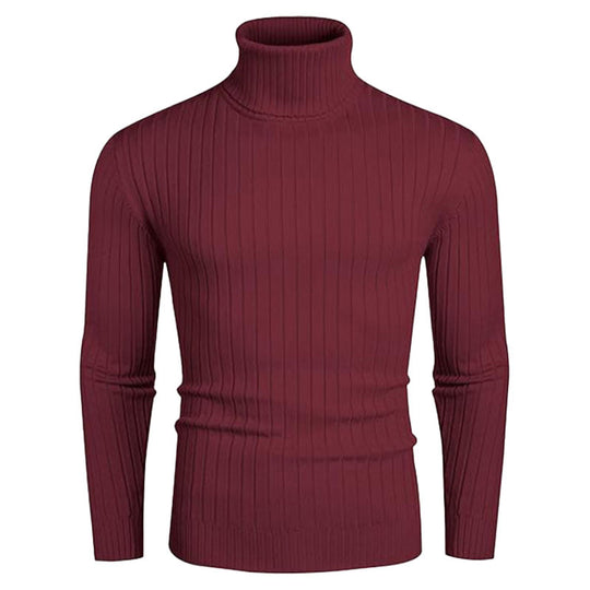 Herren Rollkragenpullover aus elastischem Strickmaterial mit feinem Rippendesign Heidi-Mode