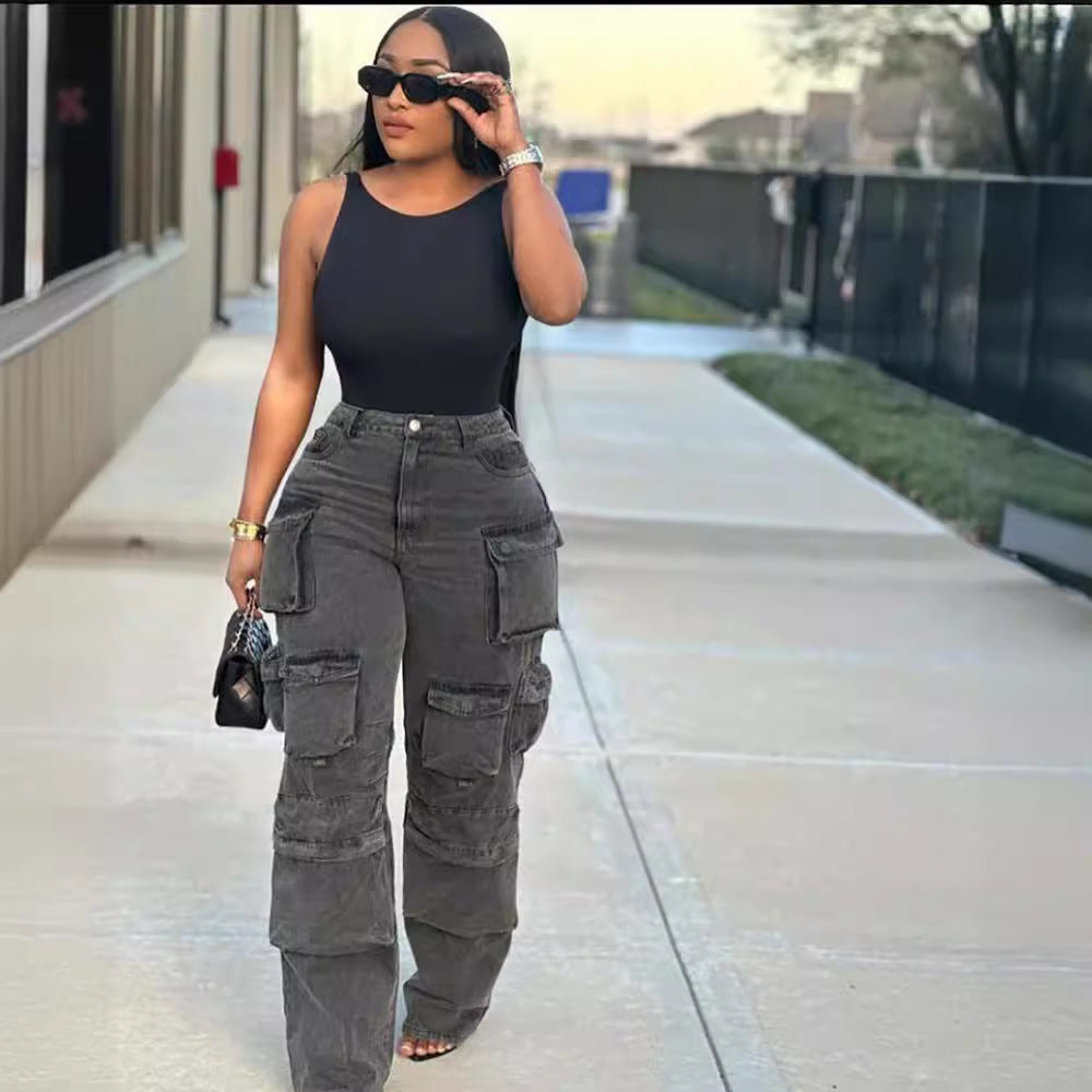 Damen Cargo-Hose mit praktischen Seitentaschen und lässigem Schnitt Heidi-Mode