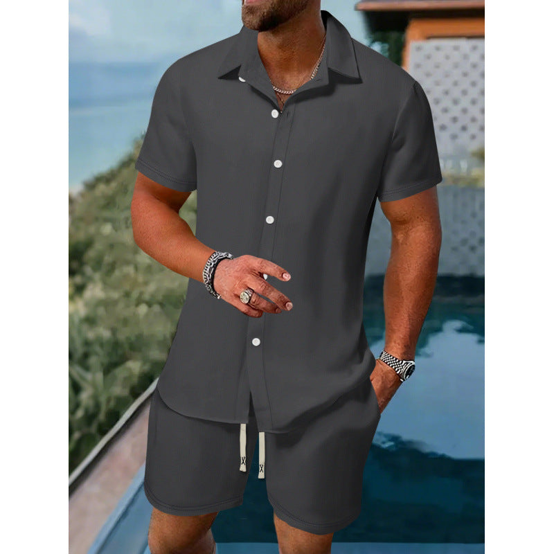 Herren lässiges Kurzarmhemd und Shorts-Set Heidi-Mode