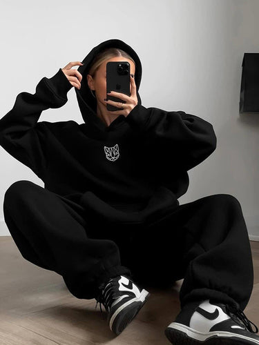 Damen Oversized Hoodie mit lässigen Hosen Heidi-Mode