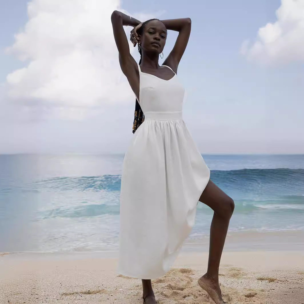 Damen Midi-Kleid aus leichtem Leinenstoff Heidi-Mode