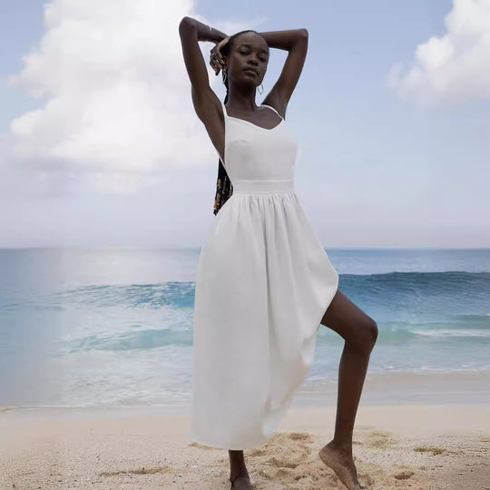Damen Midi-Kleid aus leichtem Leinenstoff Heidi-Mode