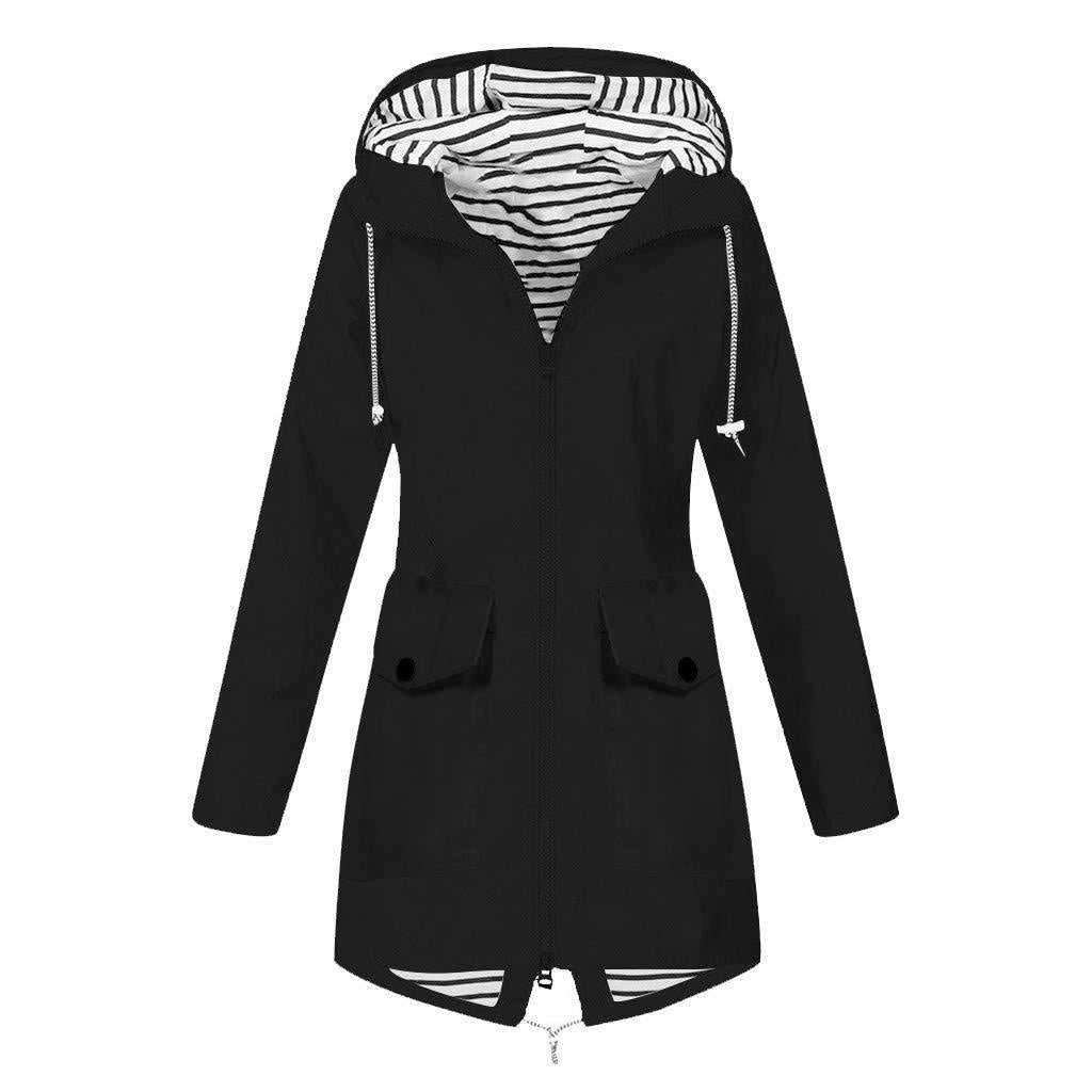 Damen Outdoor-Jacke mit verstellbarem Kapuzenkragen und dekorativen Taschen Heidi-Mode