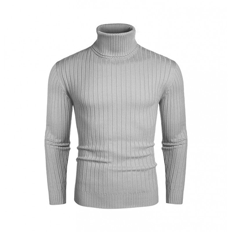 Herren Rollkragenpullover aus elastischem Strickmaterial mit feinem Rippendesign Heidi-Mode