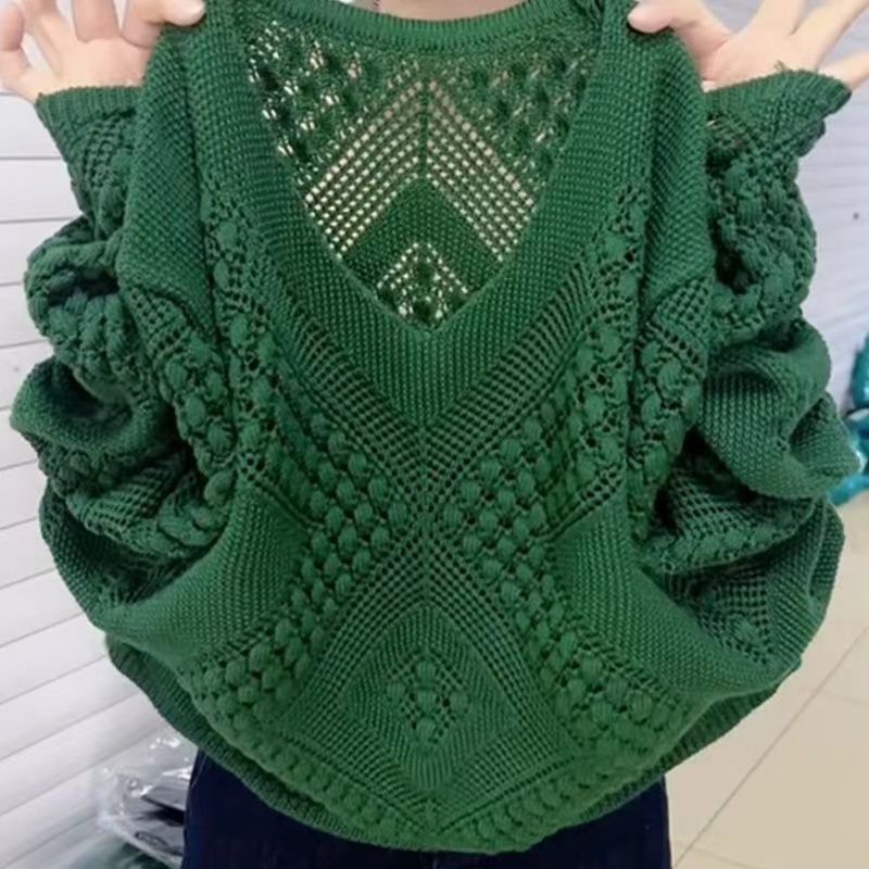 Damen Pullover mit V-Ausschnitt und modernem Strukturmuster Heidi-Mode