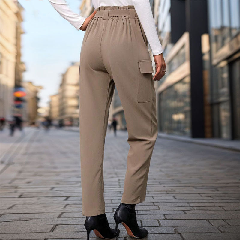 Damen Cargo-Hosen mit hohem Bund und praktischen Seitentaschen Heidi-Mode