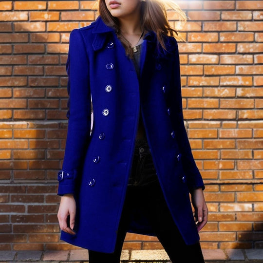 Damen stylischer Wollmantel mit doppelter Knopfleiste Heidi-Mode