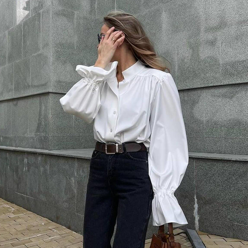 Damen Elegante Bluse mit voluminösen Ärmeln Heidi-Mode