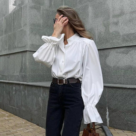 Damen Elegante Bluse mit voluminösen Ärmeln Heidi-Mode