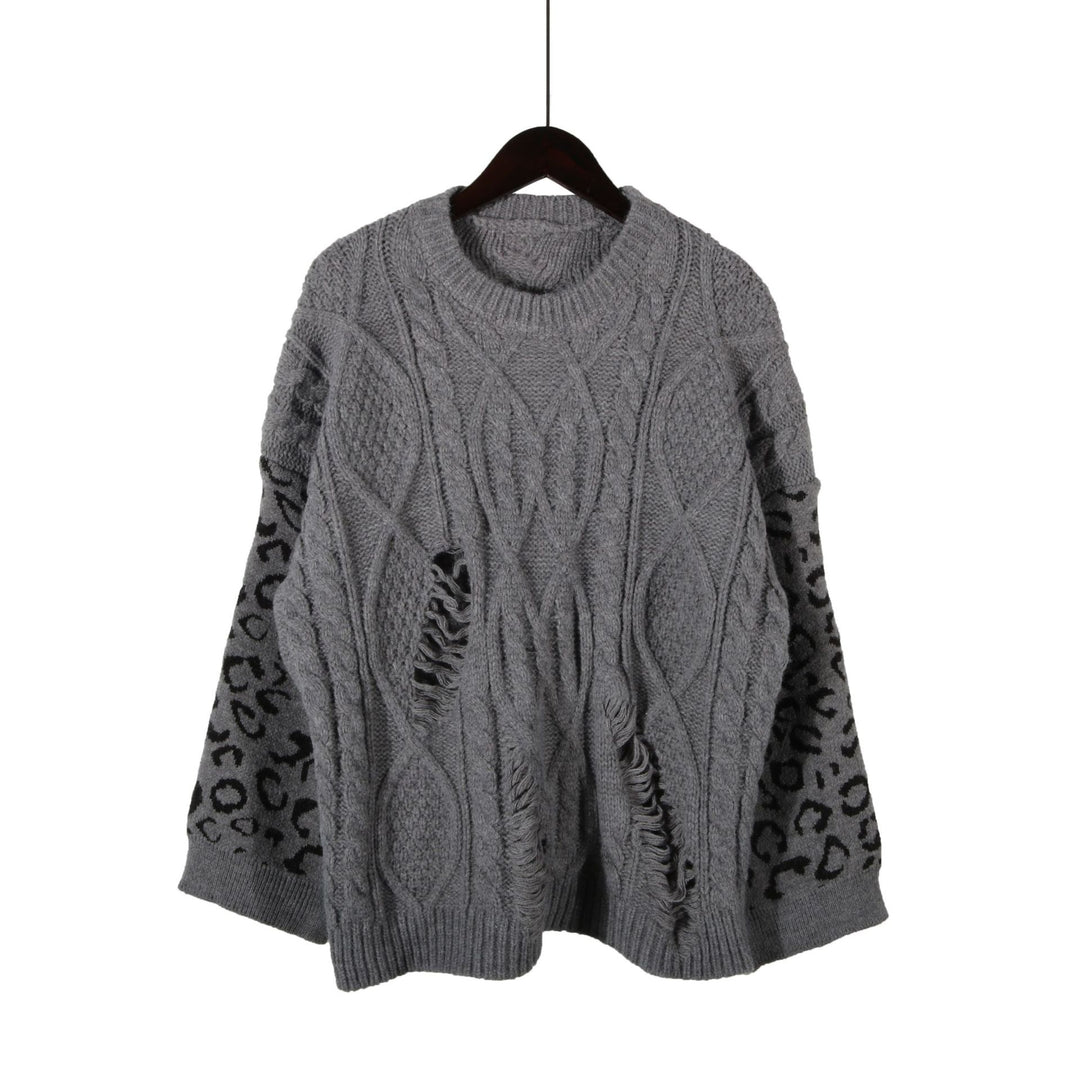 Damen lässiger Strickpullover mit modernem Muster und einzigartigen Details Heidi-Mode