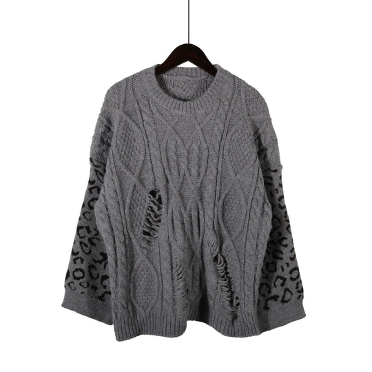 Damen lässiger Strickpullover mit modernem Muster und einzigartigen Details Heidi-Mode