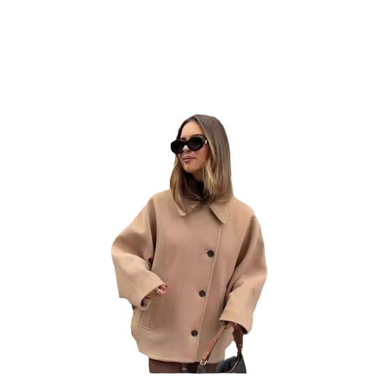 Damen Oversized Wollmantel mit modernem Schnitt und praktischen Taschen Heidi-Mode