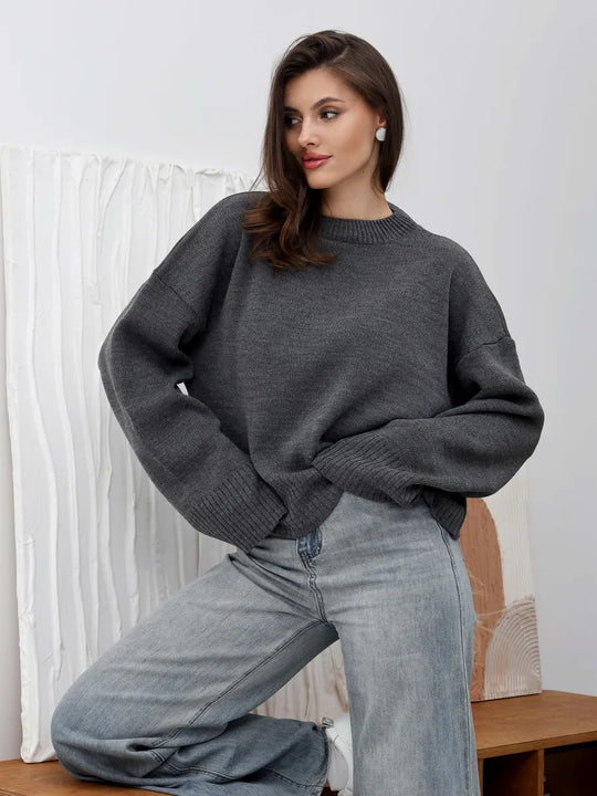 Damen Bequemer Pullover mit Oversized-Schnitt und breiten Ärmeln Heidi-Mode