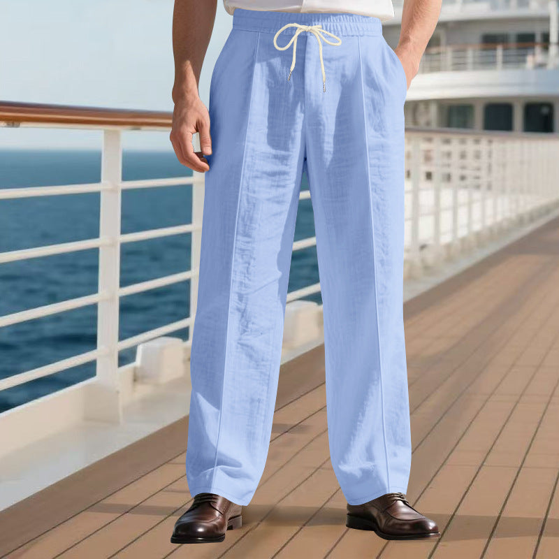 Herren elegante Freizeithose mit verstellbarem Kordelzug und atmungsaktiver Struktur Heidi-Mode