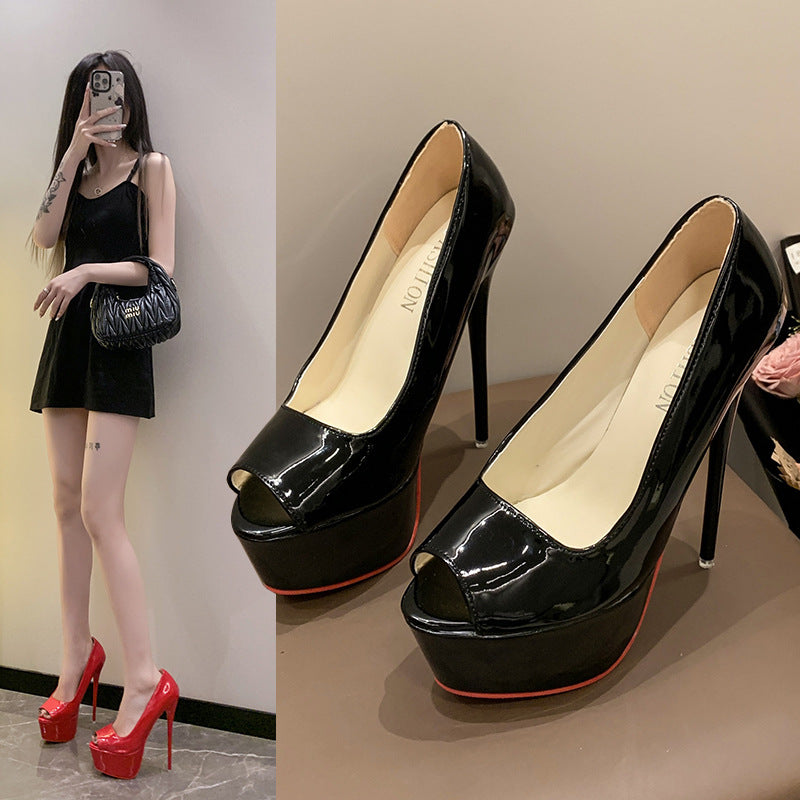 Damen Peeptoe High Heels mit Plattform und hohem Stiletto-Absatz Heidi-Mode