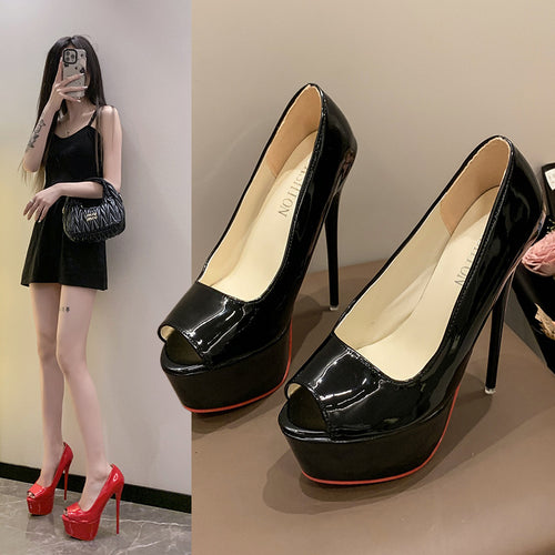 Damen Peeptoe High Heels mit Plattform und hohem Stiletto-Absatz Heidi-Mode