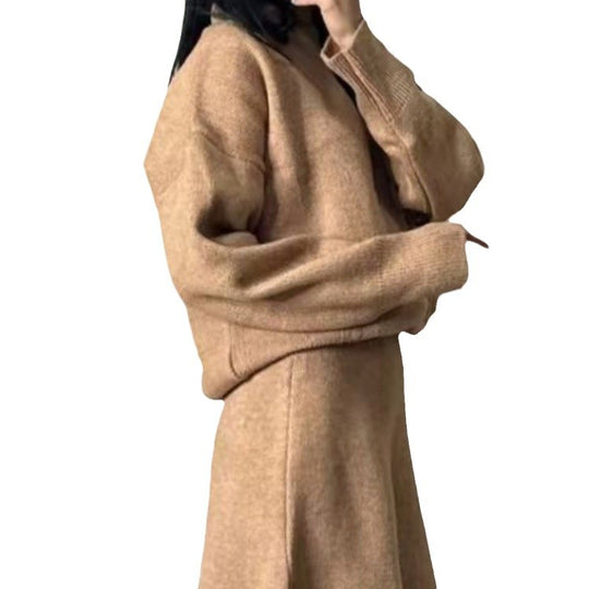 Damen Strickkleid mit voluminösen Ärmeln und lässigem Schnitt Heidi-Mode