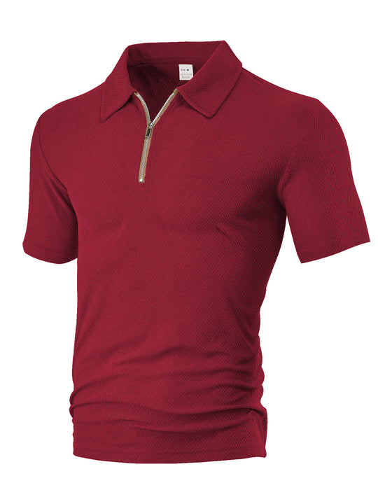 Herren Polo-Shirt mit elegantem Reißverschluss und strukturiertem Design Heidi-Mode