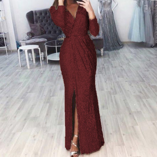 Damen Elegantes Wickelkleid mit Bein-Schlitz Heidi-Mode