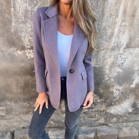 Damen elegante Wolljacke mit doppeltem Knopf Heidi-Mode