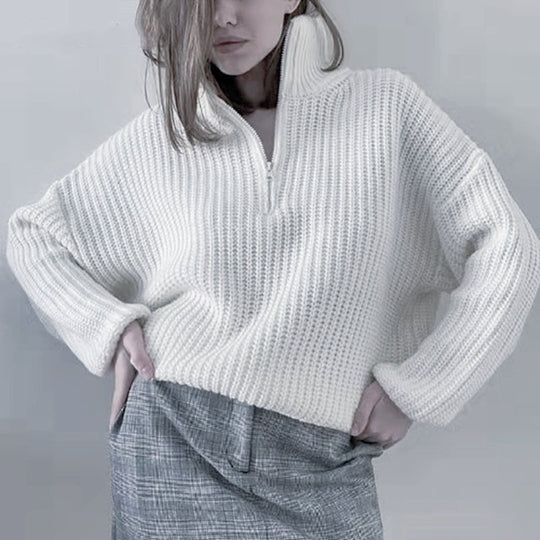 Damen Strickpullover mit Stehkragen Heidi-Mode