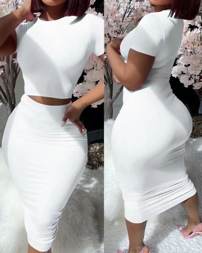 Damen Crop-Top und Bleistiftrock Set Heidi-Mode
