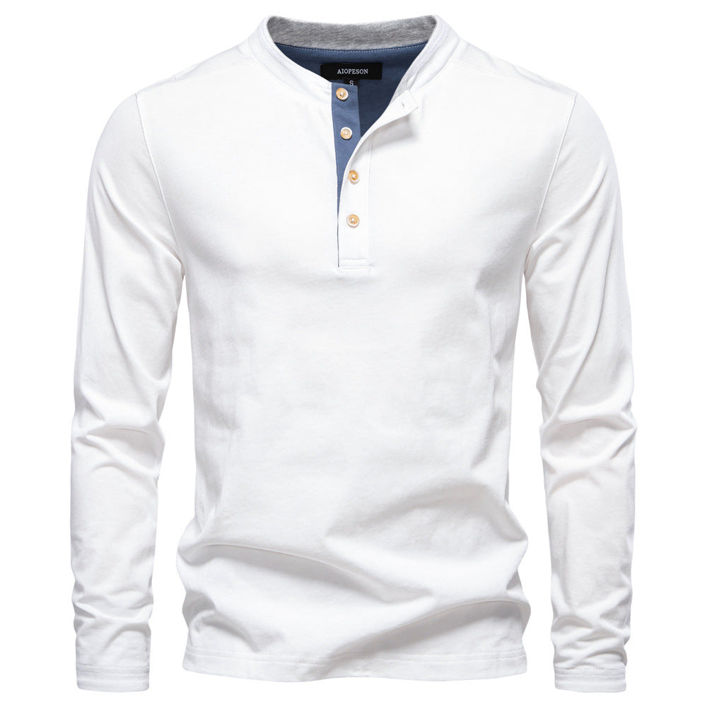 Herren Langarm-Henley-Shirt mit eleganten Druckknöpfen und bequemer Passform Heidi-Mode