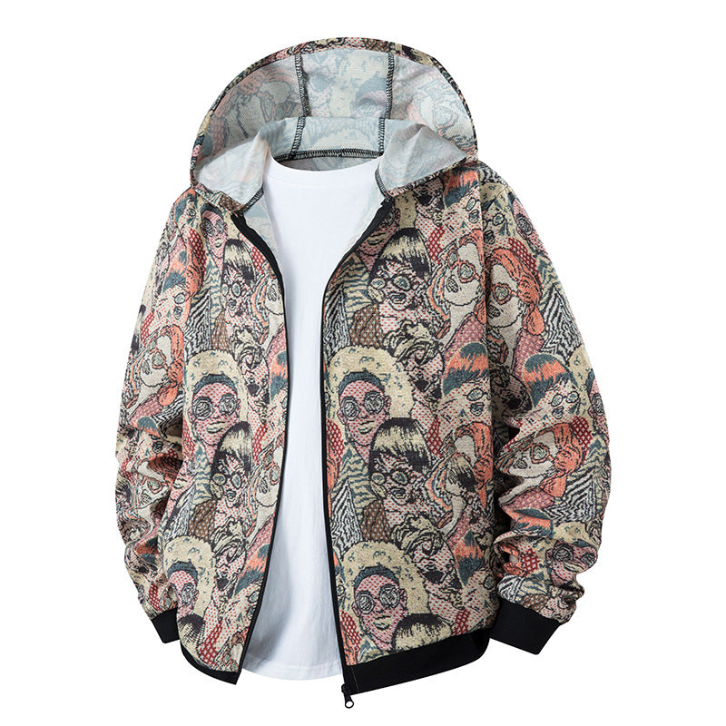 Damen leichte Windbreaker-Jacke mit farbenfrohem Muster und atmungsaktiven Eigenschaften Heidi-Mode