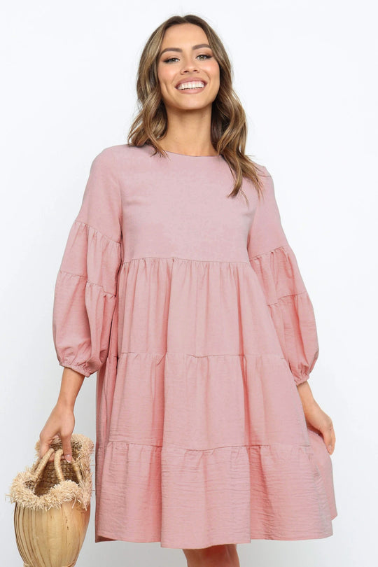 Damen romantisches Sommerkleid mit voluminösen Ärmeln und Rüschendetails Heidi-Mode