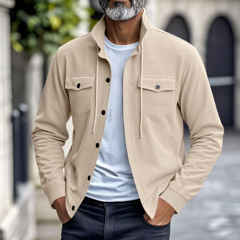 Herren Cordjacke mit vertikaler Struktur und praktischen Brusttaschen Heidi-Mode