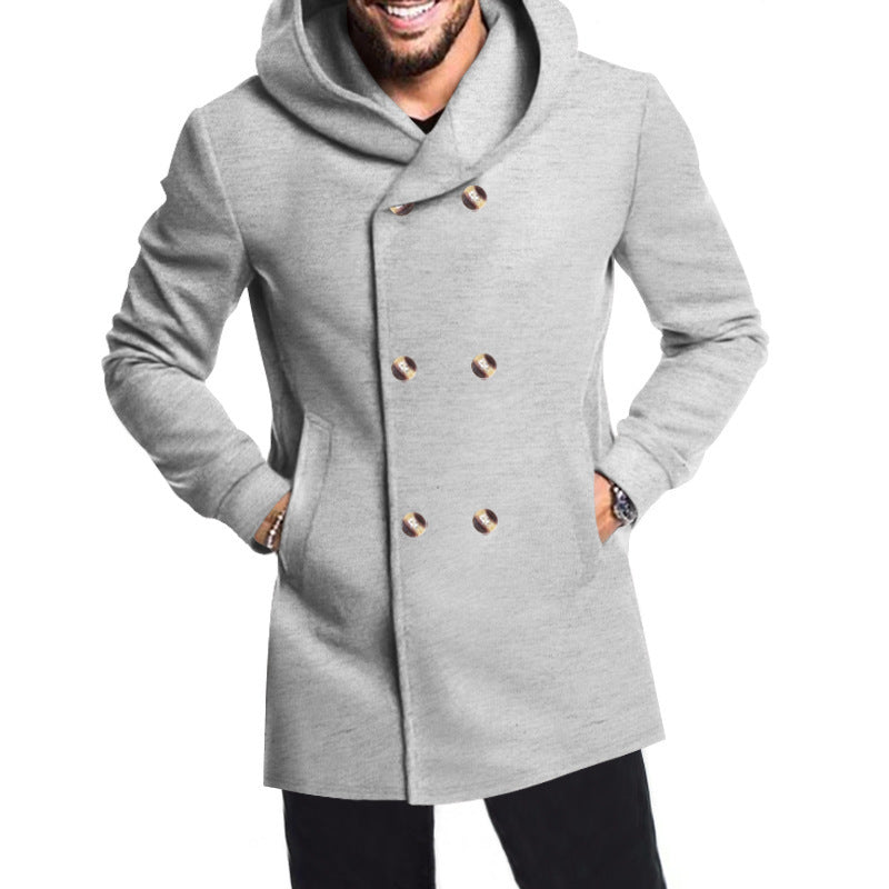 Herren Modische Doppelreihige Jacke mit Kapuze Heidi-Mode