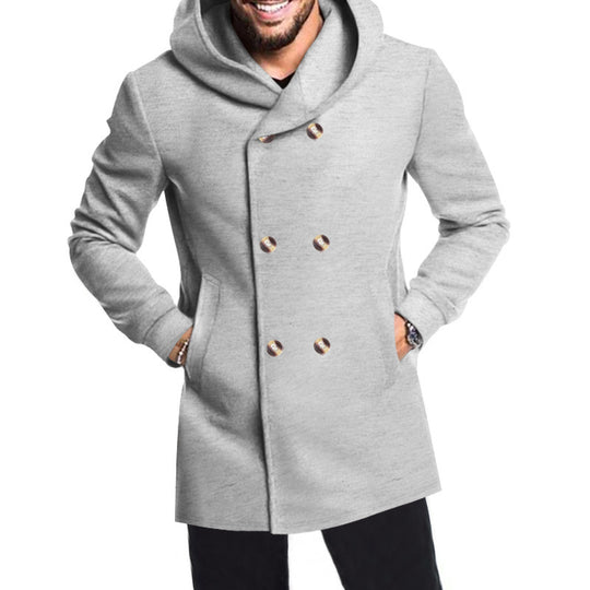 Herren Modische Doppelreihige Jacke mit Kapuze Heidi-Mode