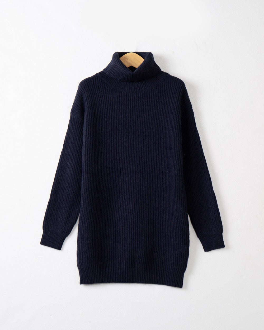 Damen Grobstrick Kleid mit hohem Kragen und weitem Schnitt Heidi-Mode