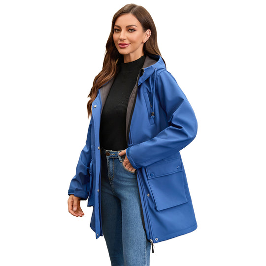 Damen funktionale Outdoor-Jacke mit verstellbarem Taillenzug und Innenfutter Heidi-Mode