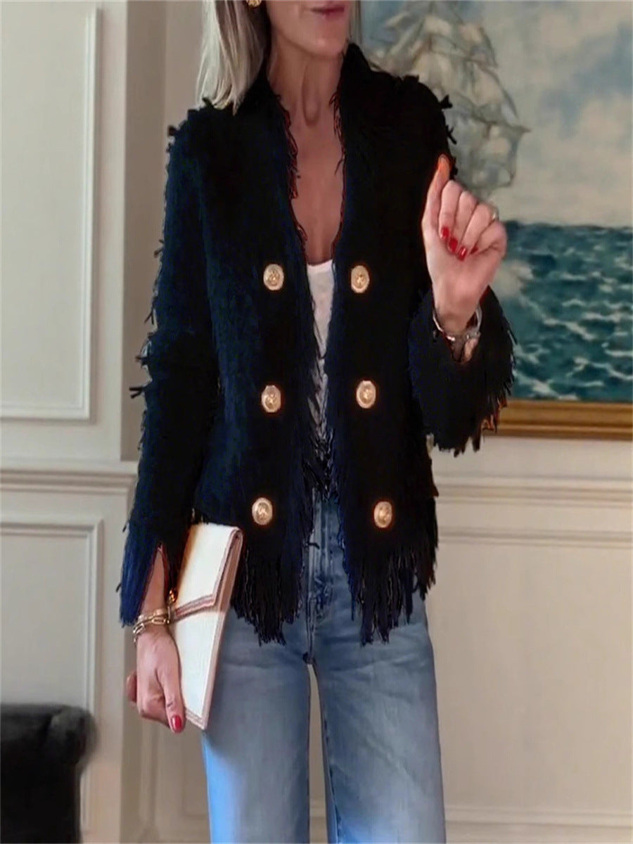 Damen modische Fransenjacke Heidi-Mode