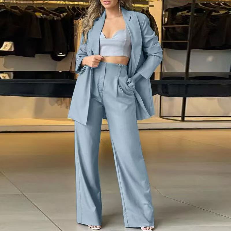 Damen Oversized Blazer und weite Hose Set Heidi-Mode