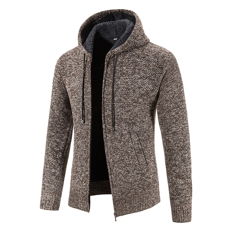 Herren Strickjacke mit moderner Kapuze und strukturiertem Design Heidi-Mode