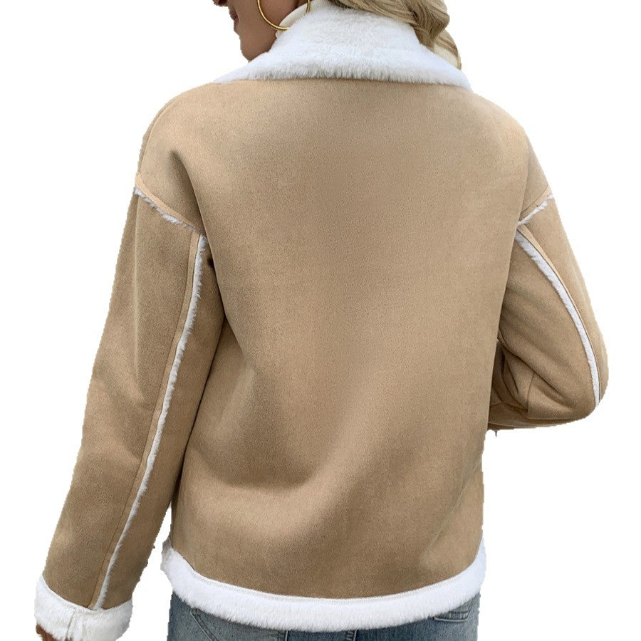 Damen Übergangsjacke mit gefüttertem Kragen und seitlichen Taschen Heidi-Mode