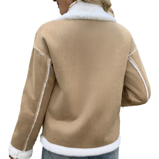 Damen Übergangsjacke mit gefüttertem Kragen und seitlichen Taschen Heidi-Mode