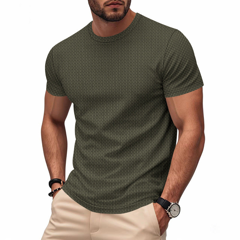 Herren Kurzarm T-Shirt mit strukturiertem Design und atmungsaktiver Baumwolle Heidi-Mode