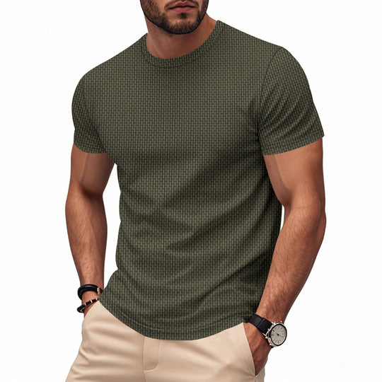 Herren Kurzarm T-Shirt mit strukturiertem Design und atmungsaktiver Baumwolle Heidi-Mode